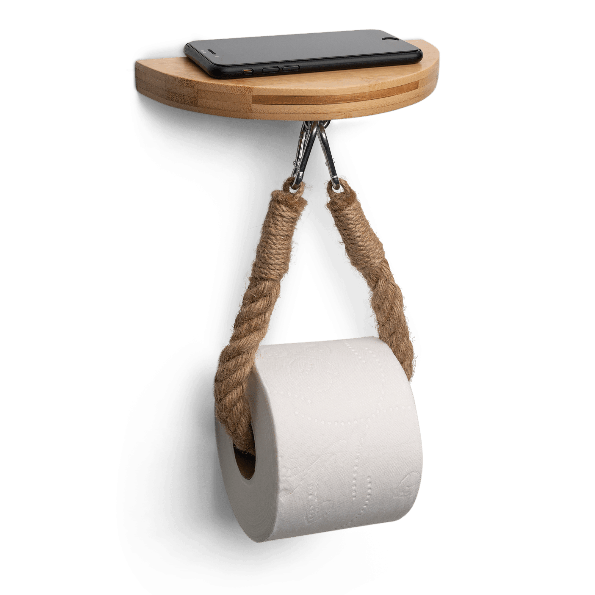 Bamboo Double Toilet Paper Roll Holder - Eco-Friendly and