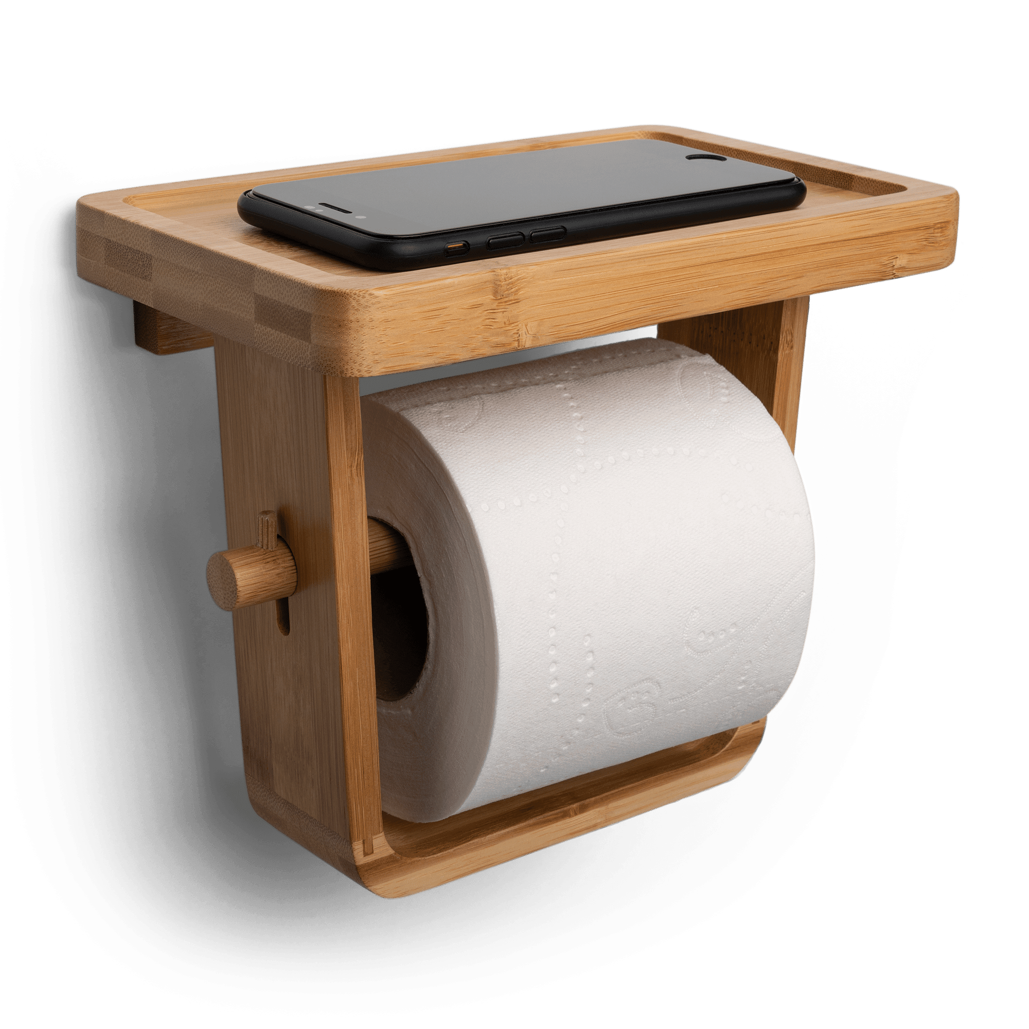 Free Standing Toilet Paper Holder Wooden Shelf Multiple Roll Storage Unique  Wood